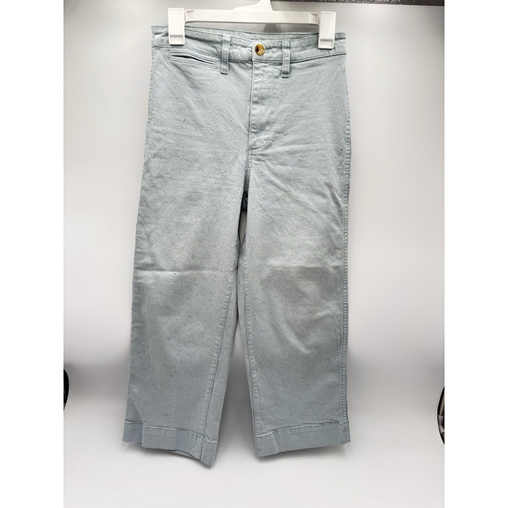 Madewell Speckled Denim Crop Wide Leg Jeans Women's Size 26 Light Wash